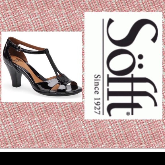 Sofft Black Patent Leather T Strap Open Toe Carlina High Heel Sandal Size 7M - Picture 13 of 13